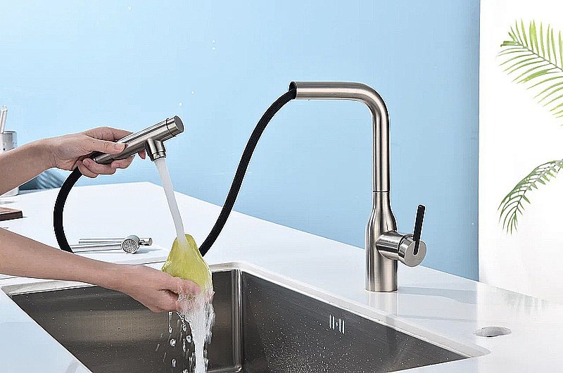 Смеситель для кухни Paulmark Viper Vi213105-BS брашированная сталь купить в интернет-магазине сантехники Sanbest