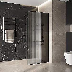 Душевая перегородка Niagara Nova 100 NG-481-10FBLACK профиль черный матовый/стекло рифленое купить в интернет-магазине Sanbest