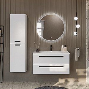 Шкаф Cezares Eco-Cer 40 ECO-1500-2A-SC-BL белый глянцевый для ванной в интернет-магазине сантехники Sanbest