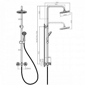 Душевая система Rossinka Q02-45 купить в интернет-магазине сантехники Sanbest