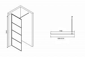 Душевое ограждение ABBER Immer Offen AG65120B 120 стекло прозрачное/профиль черный купить в интернет-магазине Sanbest