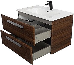 Тумба с раковиной Cezares ECO-CER-N 80 ECO-CER-N-800-2C-SO-NCS-P орех шоколад софт для ванной в интернет-магазине Sanbest