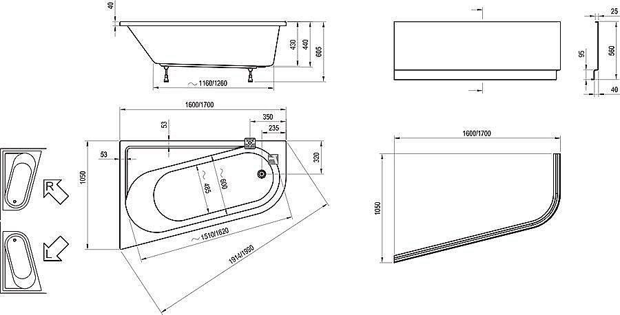 Ванна Ravak CHROME 170х105 купить в интернет-магазине Sanbest