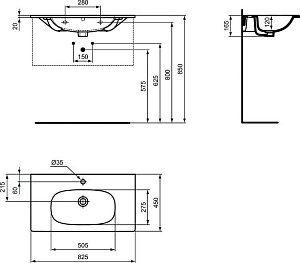 Тумба с раковиной Ideal Standard TESI 80 черная для ванной в интернет-магазине Sanbest