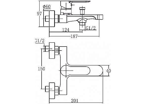Смеситель для ванны с душем Aquanet Passion AF300-20С купить в интернет-магазине сантехники Sanbest