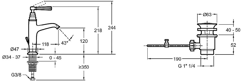 Cмеситель для раковины Jacob Delafon CLEO 1889 E24307-CP хром купить в интернет-магазине сантехники Sanbest