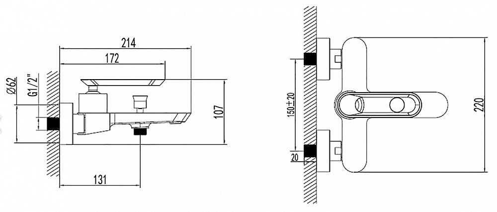 Смеситель для ванны Bien Hermes Черный купить в интернет-магазине сантехники Sanbest