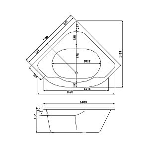 Ванна акриловая Santek Мелвилл 140x140 1.WH30.2.402 белая купить в интернет-магазине Sanbest