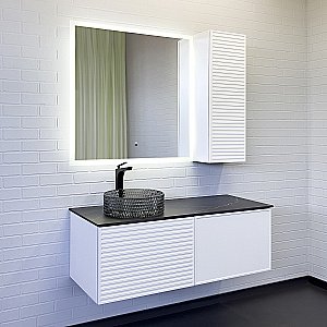 Тумба с раковиной Comforty Геленджик 120 белая матовая/раковина дымчатая для ванной в интернет-магазине Sanbest