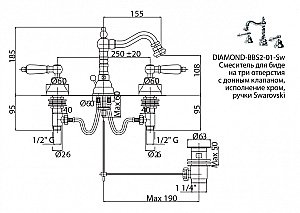 Смеситель для биде Cezares DIAMOND-BBS2-02-Sw бронза купить в интернет-магазине сантехники Sanbest