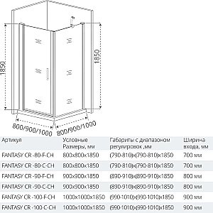 Душевой уголок Good Door FANTASY CR-80-С-CH  80x80 купить в интернет-магазине Sanbest