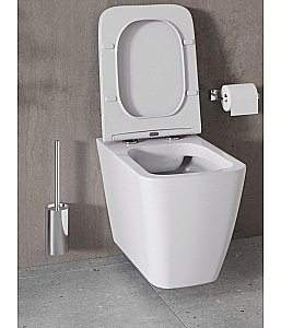 Унитаз подвесной с инсталляцией Agger ATI04100+APB244 белый, с крышкой микролифт, безободковый, с черной матовой кнопкой купить в интернет-магазине Sanbest