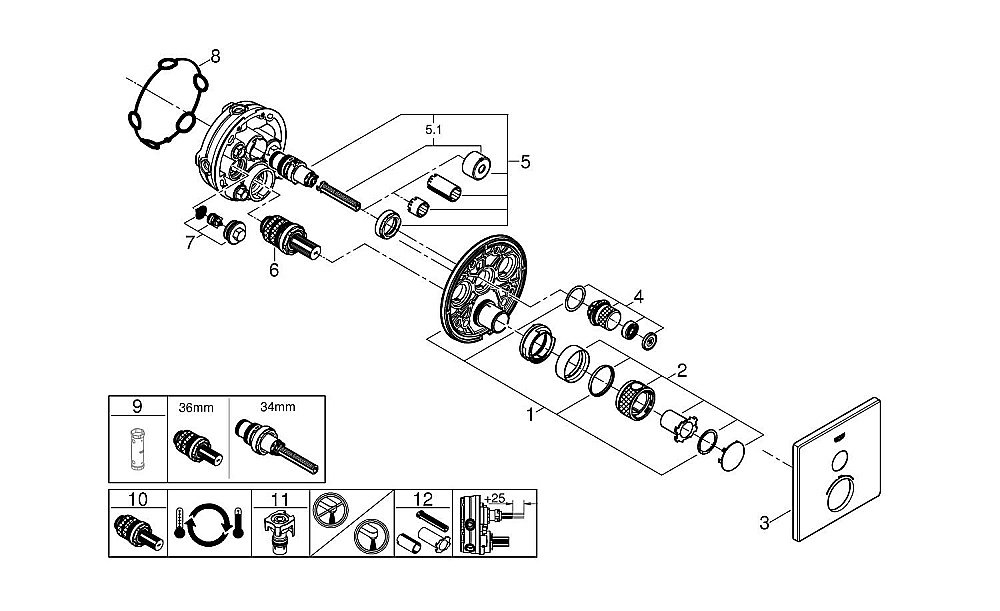 Смеситель для душа Grohe Grohtherm SmartControl 29123000 хром купить в интернет-магазине сантехники Sanbest