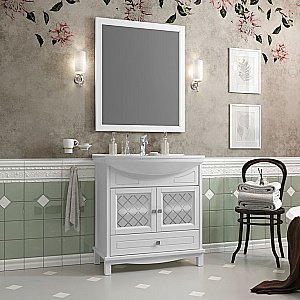 Тумба с раковиной Опадирис Омега 75 белая матовая для ванной в интернет-магазине Sanbest