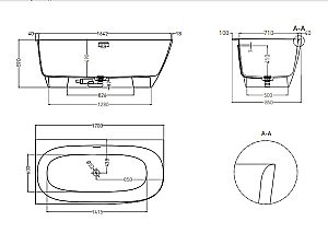 Ванна Salini SOFIA CORNER S-Stone 170x85 102525M белая матовая левая купить в интернет-магазине Sanbest