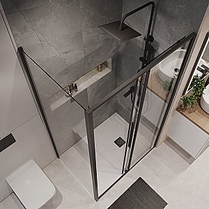 Душевой уголок Niagara Nova NG-84-14AB-A100B-34 140х100 стекло прозрачное/профиль черный матовый купить в интернет-магазине Sanbest
