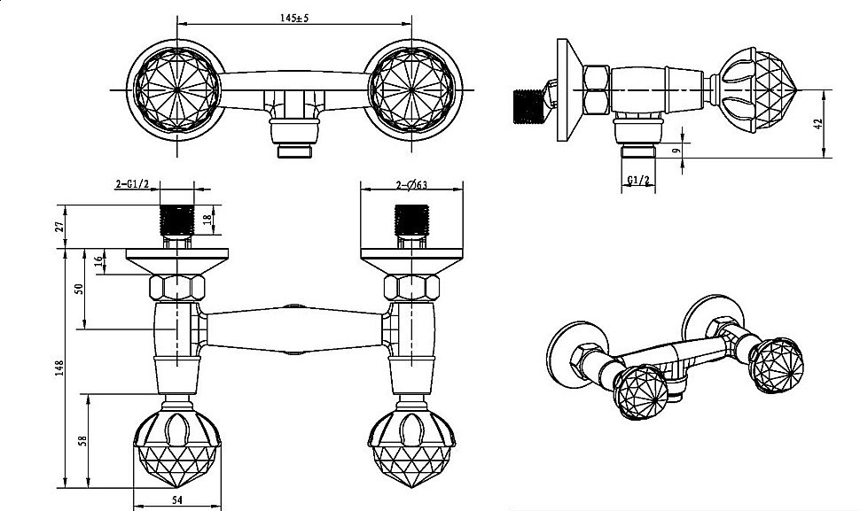 Смеситель для душа Boheme Imperiale Presente 334 купить в интернет-магазине сантехники Sanbest