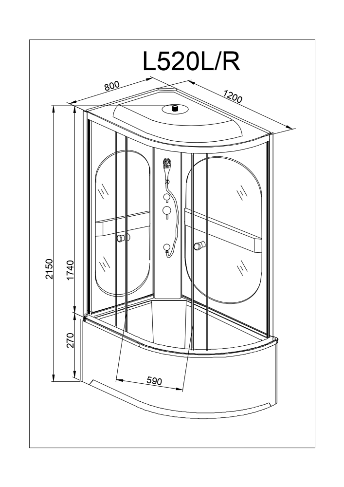 Душевая кабина Deto L 520 R 98750 120x80 купить в интернет-магазине Sanbest