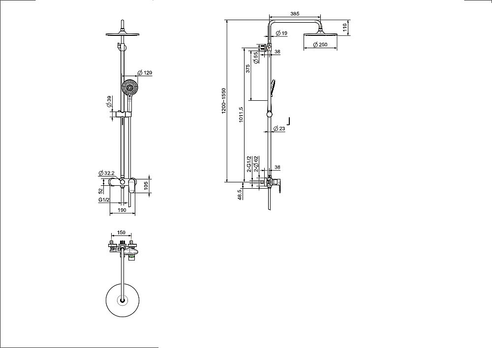Душевая система Aquatek НИКА AQ2860CR хром купить в интернет-магазине сантехники Sanbest