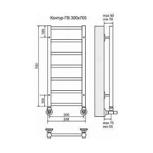 Полотенцесушитель водяной Terminus Контур П6 300x700 купить в интернет-магазине сантехники Sanbest