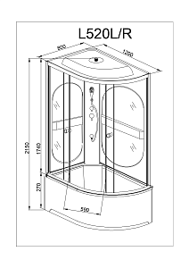 Душевая кабина Deto L 520 R 98750 120x80 купить в интернет-магазине Sanbest