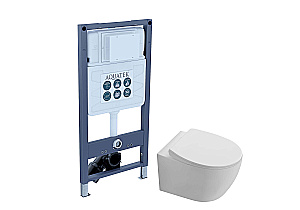 Унитаз подвесной с инсталляцией Aquatek Сириус SET AQUATEK СИРИУС-INSP01 белый, безободковый, с крышкой микролифт, слив торнадо купить в интернет-магазине Sanbest