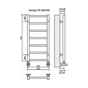 Полотенцесушитель водяной Terminus Контур П6 300x700 купить в интернет-магазине сантехники Sanbest