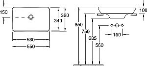 Раковина Villeroy&Boch Venticello 55 411355R1 альпийский белый купить в интернет-магазине Sanbest