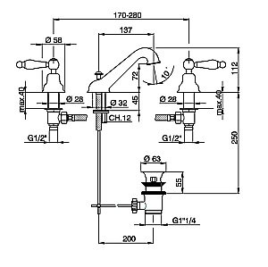 Смеситель для раковины Cisal Arcana Toscana TS00102021 купить в интернет-магазине сантехники Sanbest