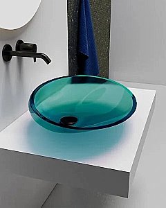 Раковина накладная ABBER Kristall AT2812Aquamarin бирюзовая прозрачная купить в интернет-магазине Sanbest