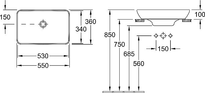 Раковина Villeroy&Boch Venticello 55 411355R1 альпийский белый купить в интернет-магазине Sanbest
