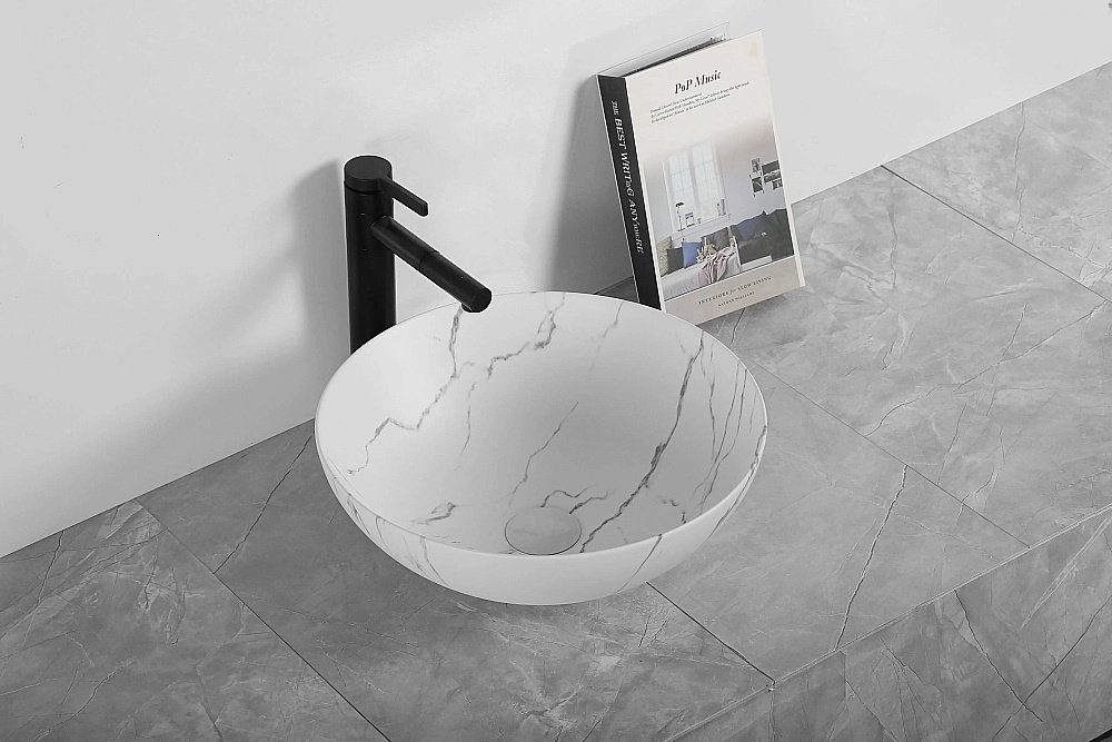 Раковина накладная CeruttiSpa 40 CR3301MWM2 мрамор белый матовый купить в интернет-магазине Sanbest