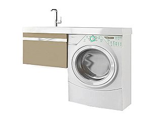 Тумба с раковиной Lotos 130 под стиральную машину, капучино для ванной в интернет-магазине Sanbest