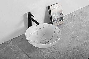 Раковина накладная CeruttiSpa 40 CR3301MWM2 мрамор белый матовый купить в интернет-магазине Sanbest