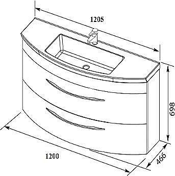 Тумба с раковиной De Aqua Лонг 187921 120 для ванной в интернет-магазине Sanbest