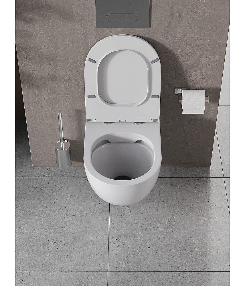 Унитаз подвесной Agger AT03100 белый, с крышкой микролифт, безободковый купить в интернет-магазине Sanbest