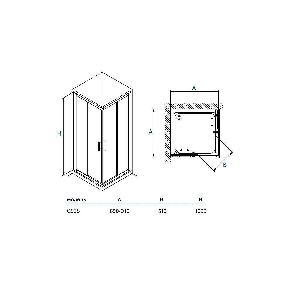 Душевой уголок Koller Pool GRACE G90SG 90x90 матовый купить в интернет-магазине Sanbest