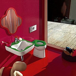 Раковина детская Laufen Florakids 8.1503.1.072.104.1 белая, зеленая купить в интернет-магазине Sanbest