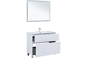 Тумба с раковиной Aquanet Алвита new 100 344135+329257 белая матовая для ванной в интернет-магазине Sanbest