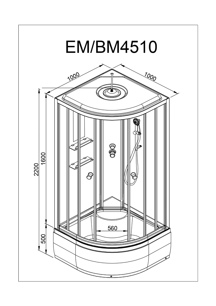 Душевая кабина Deto ЕМ4510 N 100х100 купить в интернет-магазине Sanbest