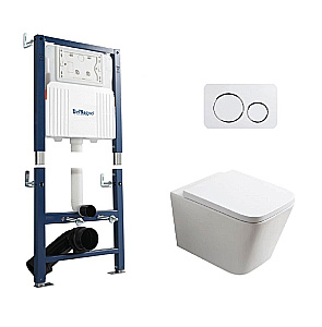 Унитаз подвесной Belbagno NEON-TOR BB-109-M-2216-CRM  безободковый, с инсталляцией, смыв торнадо, с крышкой микролифт, белый купить в интернет-магазине Sanbest