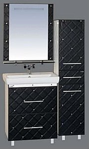 Пенал напольный Misty Гранд Lux Cristallo 35 черно-белый для ванной в интернет-магазине сантехники Sanbest