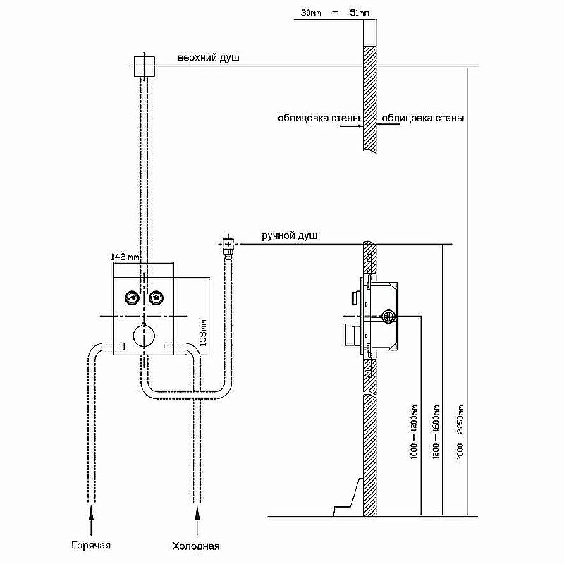 Душевая система Vincea Inspire VSFW-3I21T2RMB черная матовая купить в интернет-магазине сантехники Sanbest