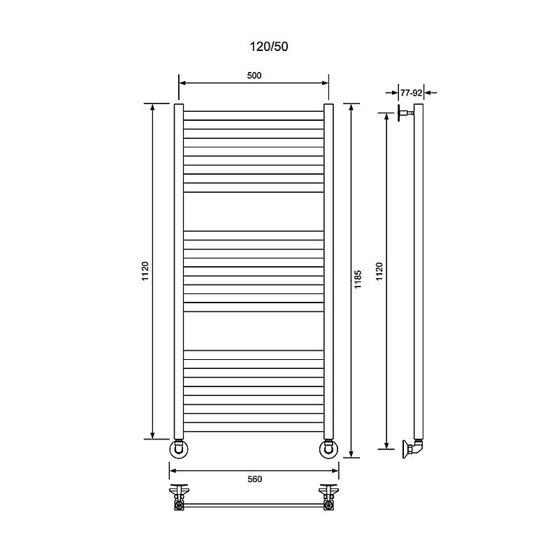 Полотенцесушитель водяной Veconi Vero-A V12050GR-A графит купить в интернет-магазине сантехники Sanbest