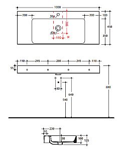 Консоль с раковиной Kerasan Cento 100 черная для ванной в интернет-магазине сантехники Sanbest