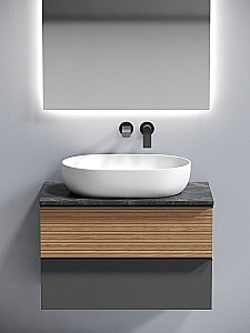 Тумба с раковиной Sancos DELTA 80 со столешницей, дуб красный/графит для ванной в интернет-магазине Sanbest