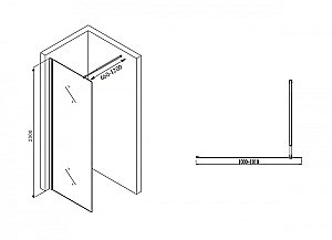 Душевое ограждение ABBER Immer Offen AG61100B8 100 стекло прозрачное/профиль черный купить в интернет-магазине Sanbest