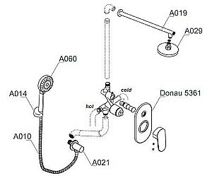 Душевая система WasserKRAFT Donau 5300 A14029 купить в интернет-магазине сантехники Sanbest