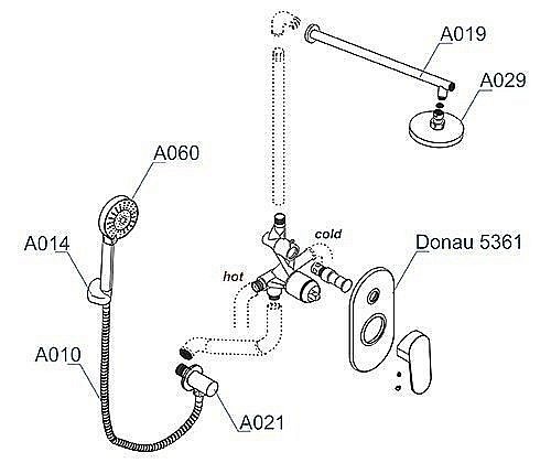 Душевая система WasserKRAFT Donau 5300 A14029 купить в интернет-магазине сантехники Sanbest