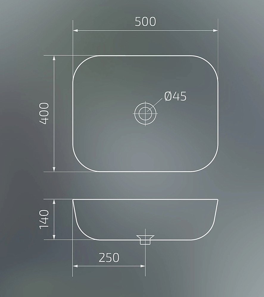 Раковина накладная Gid Geometrico 50 K397G124 54401 серый мрамор купить в интернет-магазине Sanbest